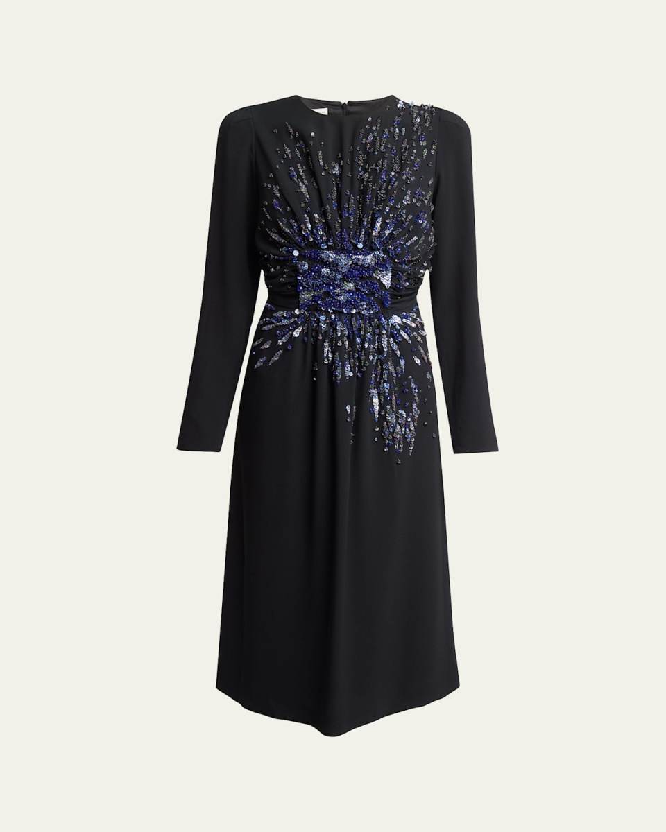 Dofili Gathered Sequined Midi Dress